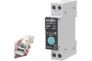 ENDYTECH TUYA WiFi Smart Switch Circuit Breaker, 1P 6A 10A 16A 20A 25A 32A 40A 50A 63A Smart Home Wireless Voice Remote Control Smart Circuit Breaker Wifi Timer with Metering (63A)