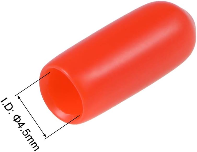 sourcing map 100pcs Rubber End Caps 4.5mm ID Vinyl Round Tube Bolt Cap Cover Thread Protectors Red - Image 4