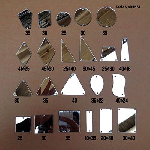 Sew On Silver Acrylic Mirror Diamante Rhinestone Crystal Flat Back Mirror Beads with Hole for DIY Wedding Dress Clothing Bags Shoes Decoration Accessory (Silver) - Image 3