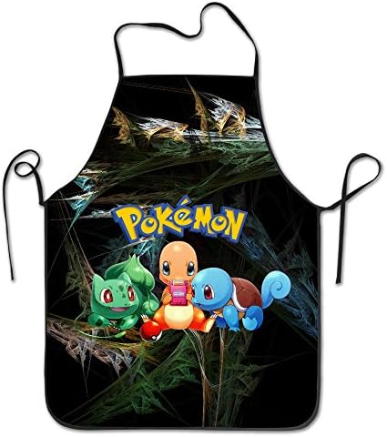 Bulbasaur &amp; Charmander &amp; Squirtle Adjustable Kitchen Apron For Cooking Baking Barbecue