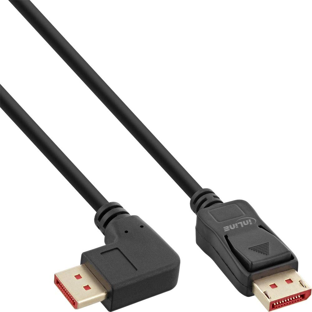 InLine® DisplayPort 1.4 Cable, 8K4K, Right Angled, Black/Gold, 2 m