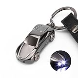 Leather Valet Key Chain Flashlights, Jobon Car Keychain with 2 Modes Bright LED Light, Key Rings for Men, Women Gifts Ideas (Gray)