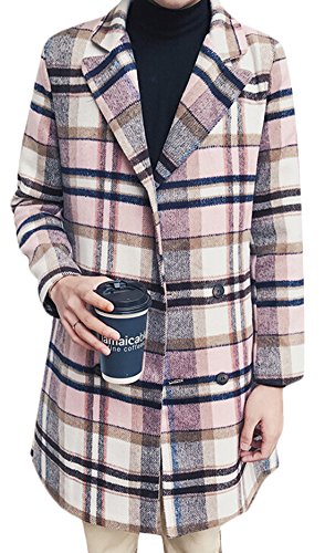 ouxiuli Women's Winter Plaid Wool Double-breasted Pea Coat 1 L ouxiuli Women's Winter Plaid Wool Double-breasted Pea Coat 1 L