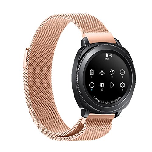 Alonea Magnetic Mesh Loop Milanese Stainless Steel Band Strap For Samsung Gear Sport (Rose Gold)