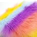 OCICI Girls Flat Slipper Flip Flop Faux Fur Soft Slide Slippers Women's Comfort Anti-Skid Sole Indoor Outdoor House Slippers-Rainbow