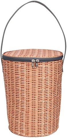 ABNII Wicker Fabric Cooler Bag Insulated Lunch Box Cylinder Picnic Thermal Tote Lunch Bag