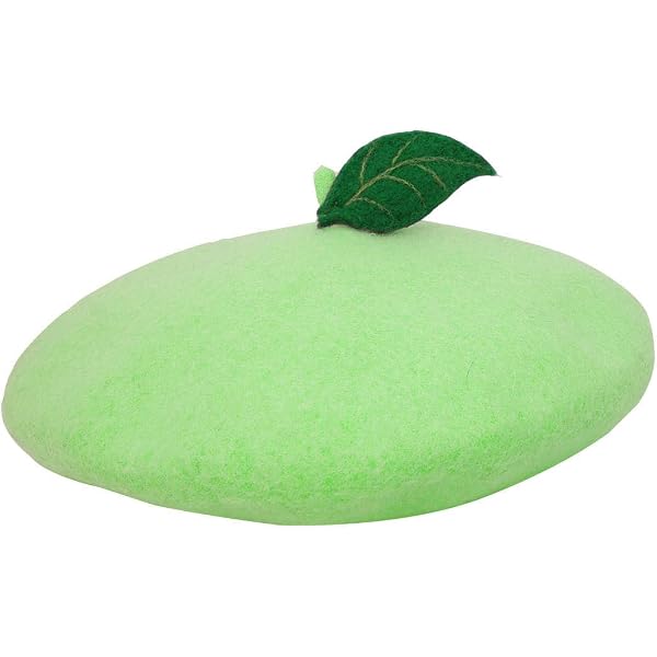 Kawaii Handmade Cartoon Beret Hat Green Leaves Fruit Cosplay  display picture 3
