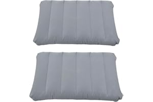 ALOVEXIONG 2 Pack Gray Ultralight Inflatable Camping Pillow Small Squared Flocked Fabric Air Pillow for Hiking, Camping, Traveling, Napping, Desk Rest, Neck & Lumbar Support