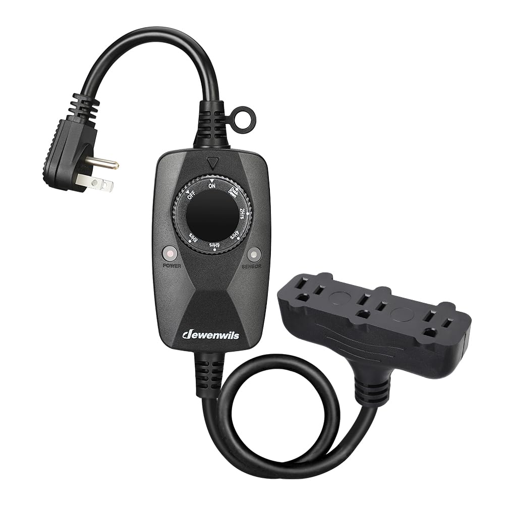 Photo 1 of DEWENWILS Light Timer Outdoor Weatherproof with 2 FT Extension Cord, Photocell Timer Switch with 3 Grounded Outlets for Holiday Decorations, Landscape Light, String Lights, UL Listed