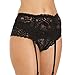 Cszxx Women's 4-Strap Wide Lace Suspender Belt Garter Belt (Black)