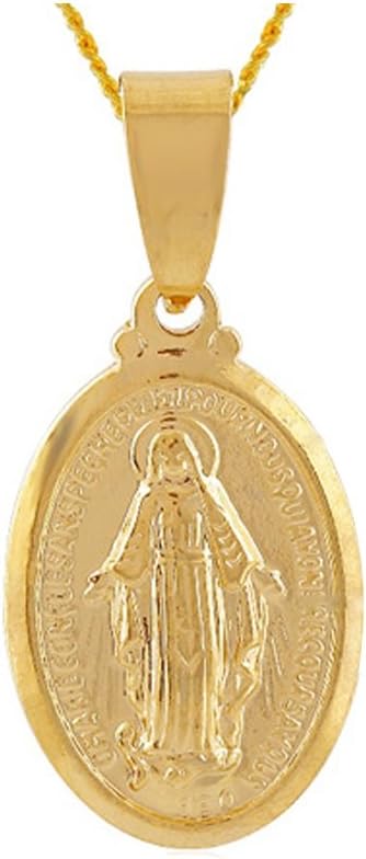 BellaMira18K Gold Plated Cross Crucifix Virgin Mary Pendant Catholic Christian Faith Religious Necklace Fine Jewellery Gift Boxed