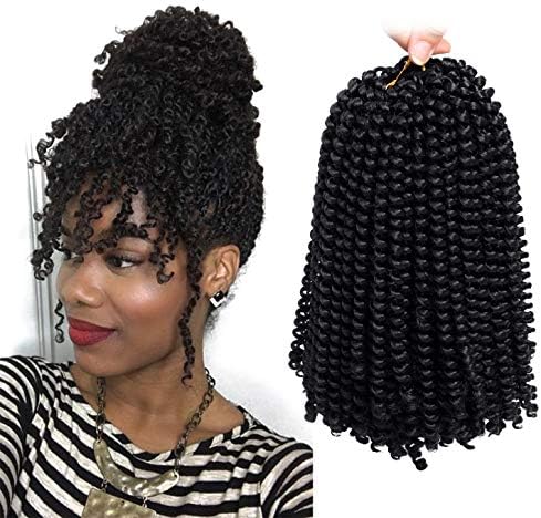 3 Pack Spring Twist Crochet Hair Braiding Bomb Twist Ombre Colors Low Temperature Kanekalon Synthetic Fiber Fluffy Hair Extensions 110g/pack (8 INCH 1B#)