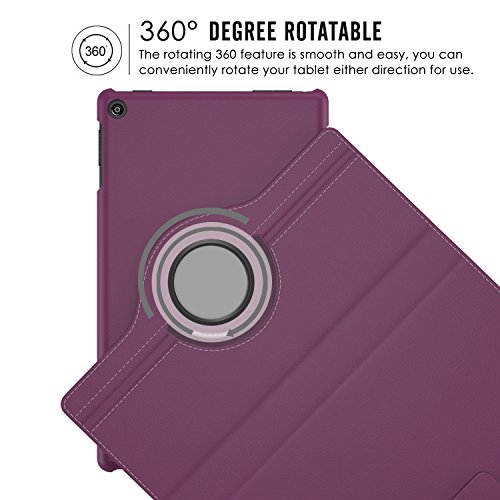 MoKo Case for All-New Fire HD 8 2018/2017/2016-360 Degree Rotating Cover with Auto Wake/Sleep for Amazon Fire HD 8 (8th & 7th & 6th Gen, 2018/2017/2016 Release) 8" Tablet, Purple - Thumbnail 2