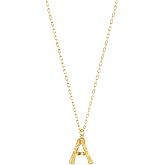 Scaleer Bamboo Initial Necklace 18K Gold Plated Stainless Steel Small Initial Necklace Personalized Letter Necklace Monogram Name Necklace for Women