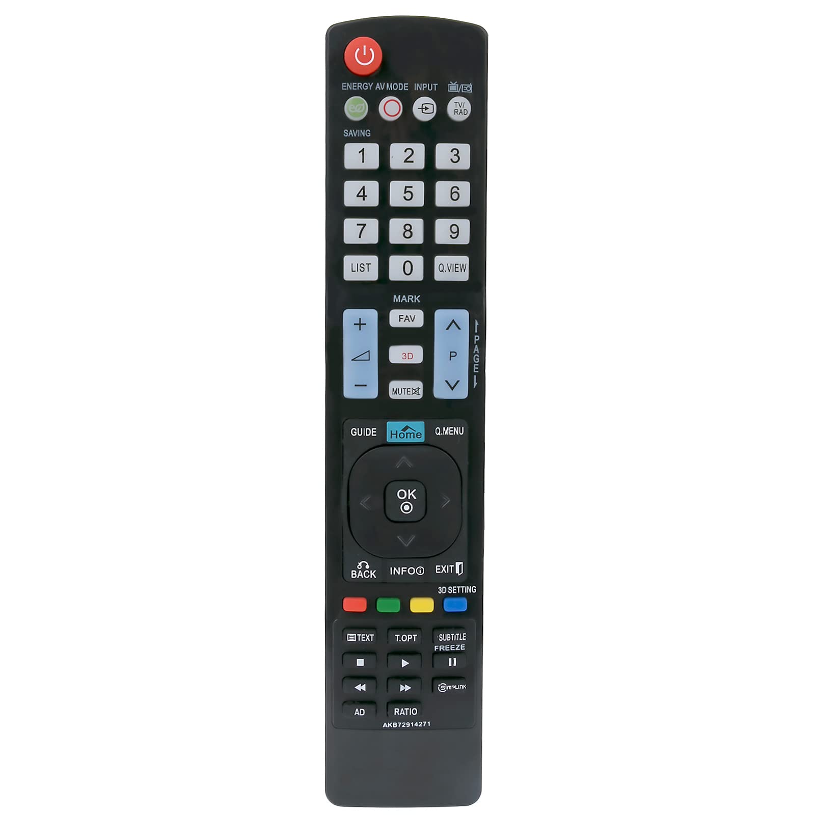 VINABTY AKB72914271 Remote Control Compatible with LG 4K OLED Smart TV 2LV250U-ZG 32LV2540-ZE 32LV2540-ZL 32LV254A-ZE 32LV254N-ZE 32LV255C-ZA 32LV3400-ZA 2LV340A-ZG 32LV340N-ZA 32LV340U-ZA