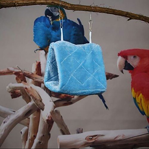Uheng Pet Bird Nest House Parrot Bed, Plush Happy Hut Hammock Hanging Cave Snuggle for Budgies Parakeet Cockatiels Cockatoo Conure Lovebird Finch, Diamond Doves Cage Toy Tent