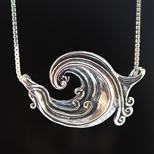 Wave Necklace Silver Wave Jewelry Rip Curl Wave Pendant Wave Jewelry Boho Necklace Ocean Jewelry Beach Jewelry Silver Necklace