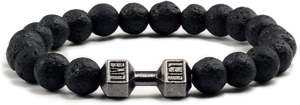 GROPC Pulsera Piedra Naturales,8 Mm Gym Fitness Dumbbell ...