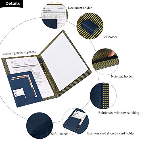 Leather Portfolio Folder Padfolio for Business School Office Conference Presentation Interview, Leather Resume Padfolio Folder for Men Women A4 Or Letter Size Writing Pad Notepad Organizer