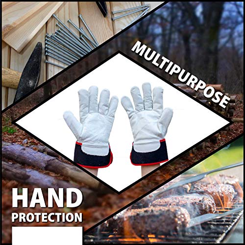 SAFE HANDLER XGrip Buffalo Leather Gloves | Elastic Band Wrist, AB Buffalo Leather, Leather Knuckle Protection, Safety Work Gloves, OSFM, 1 Pair