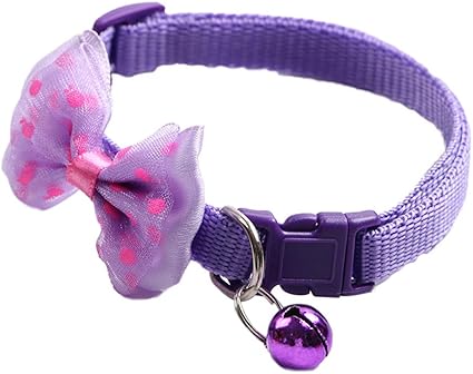 Feiyanfyq Dot Imprimé Bowknot Pet Collier Avec Bell Chien