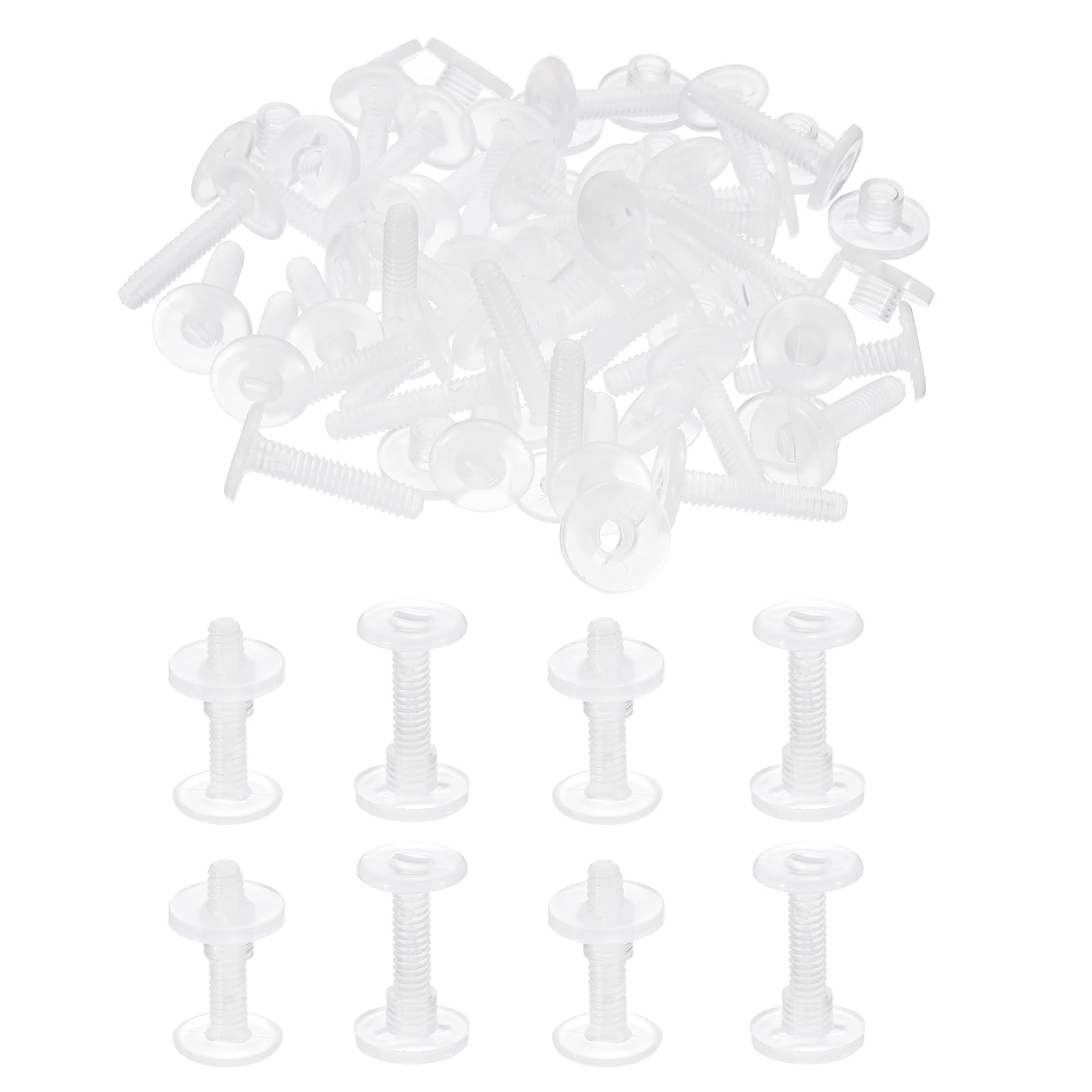 PATIKIL 25mm Chicago Screws, 40 Sets Plastic Chicago Screw Binding Post Screw Rivets Post for Leather Belt Scrapbook Photo Albums, Clear