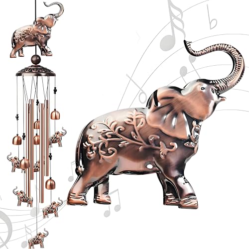 Nowpis Elephant Wind Chimes Metal Outdoor Garden