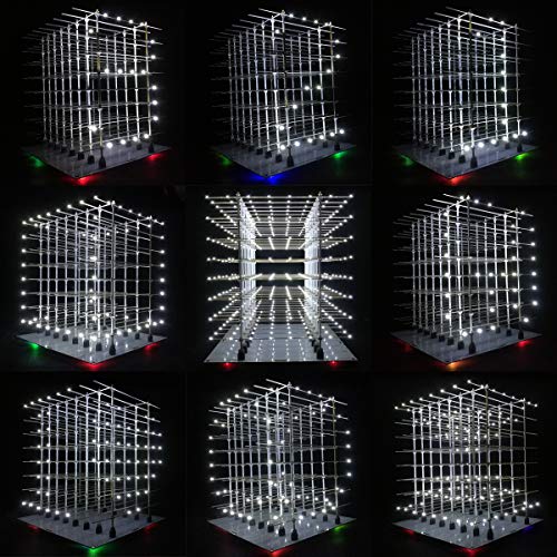 iCubeSmart 3D Led Cube Light with Animation Editing Tool 8x8x8 Electronic Toy for Kids and Teenagers Study Design Lesson Kits Chip LED (White KIT)