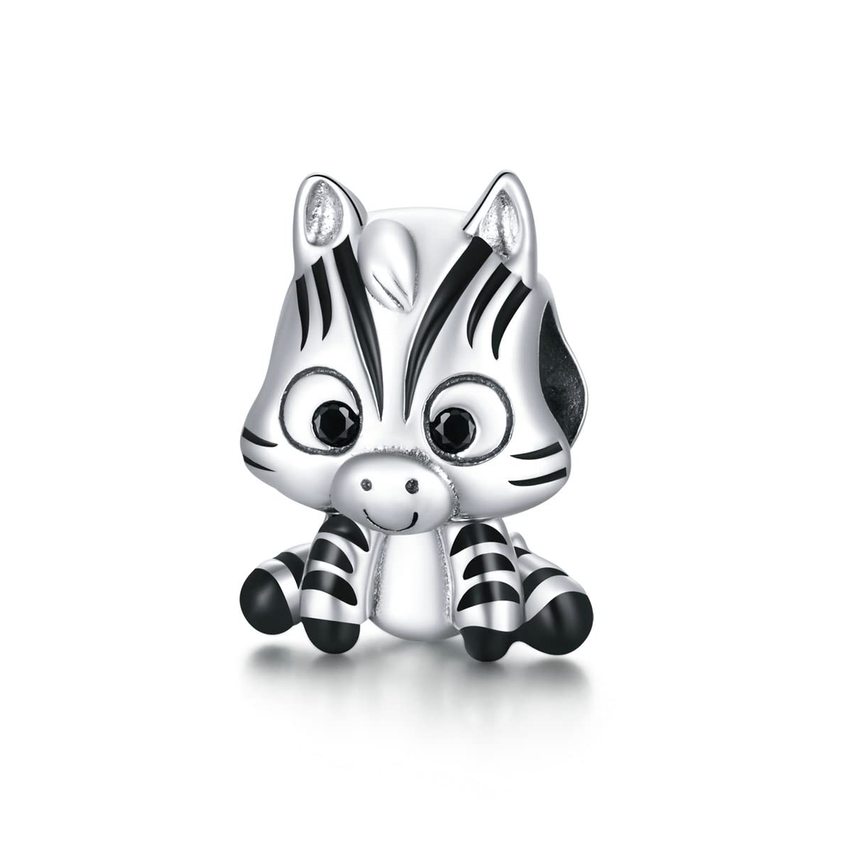 FeatherWish Sterling Silver 925 Charm Baby Zebra Horse Animal Family Travel World Bead Fits And Compatible With Pandora Bracelets Gift Birthday Friend Sister Wife Daughter (Baby Zebra)