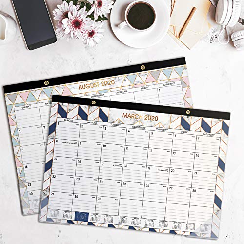 2020 Desk Calendar - Desk/Wall Calendar 2020 with Transparent Protector, Marble, 17