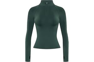 AUROLA Influence Workout Jacket for Women, Half Zip Cropped Slim Fit Long Sleeve Yoga Jackets Athletic Top with Thumb Holes
