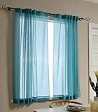 Mysky Home Back Tab and Rod Pocket Window Crushed Voile Sheer Curtains for Living Room, Teal, 51 x 63 inch, Set of 2 Crinkle Sheer Curtain Panels