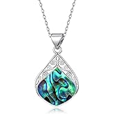 TALYKONG Boho Abalone Shell Necklace for Women Filigree Teardrop Pendant s Handmade Vintage Jewelry Gifts for Women