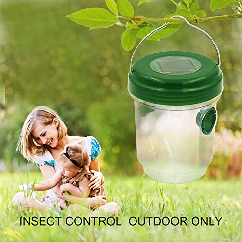 fomei [2019 Upgraded Solar Outdoor Wasp Trap Catcher Killer with Ultraviolet LED Light, Set of 2, Effective and Eco-Friendly Traps for Wasps, Bees, Yellow Jackets, Hornets, Bugs, Flies