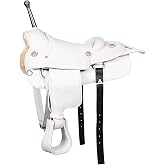 HILASON White Western Trick Riding Saddle, Handcrafted | Premium genuine American cowhide leather, steel horn, handcrafted, includes matching cinch straps