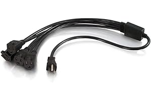 C2G 29803 16 AWG 1-to-4 Power Cord Splitter (NEMA 5-15P to 4 NEMA 5-15R) TAA Compliant, Black (18 Inch)