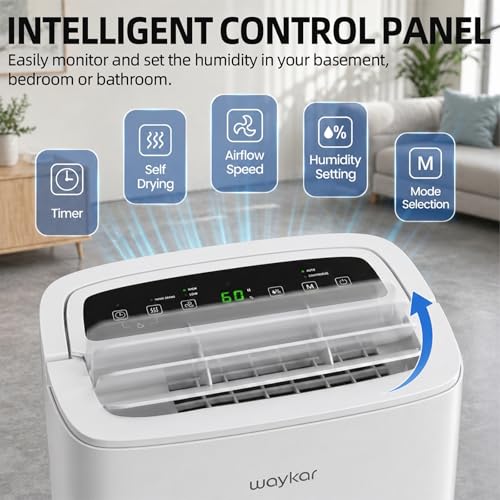 80 Pint Dehumidifiers for Basements Home (Covers 5200 Sq.Ft) | With Continuous Drain Hose,Water Tank,Auto Defrost,Restart,Energy-Saving,24H Timer & Quiet Operation for Garage,Bedroom