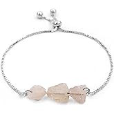 Handmade Citrine Crystal Libyan Desert Glass Bracele | Golden Yellow Healing Mineral Reiki Ore Raw Natural Raw Stone | Adjustable Max 9.45" Silver Chain Bracelets for any size wrist