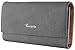 Travelambo Womens Wallet Faux Leather RFID Blocking Purse Credit Card Clutch Holder Case (Steel gray)