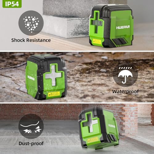 Laser Level with 100cm Tripod, Huepar 30M Lazer Level Self Leveling Green Cross Line Laser Leveler Tool for Picture Hanging, Tile, Construction Indoor Project, Battery & Carrying Bag Included