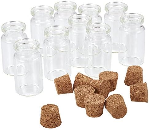 Pandahall 10pcs 40x22mm Clear Tampions Glass Wishing Bottles Vials with Cork Bead Containers