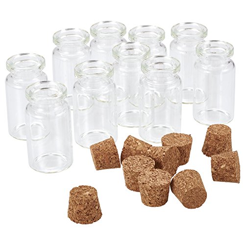 Pandahall 10pcs 40x22mm Clear Tampions Glass Wishing Bottles Vials with Cork Bead Containers