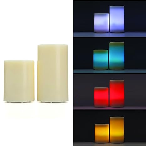 2er Set LED Echtwachskerzen Bodenkerzen XL mit Timer & Fernbedienung für Draußen - Outdoor geeignet (4er Set Creme)