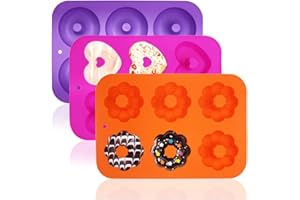 FineGood 3 Pack Silicone Donut Pan for Baking Donut Maker, Silicone Pancake Mold Non-stick Doughnut Pan Muffin Cupcake Bagel Making Tray