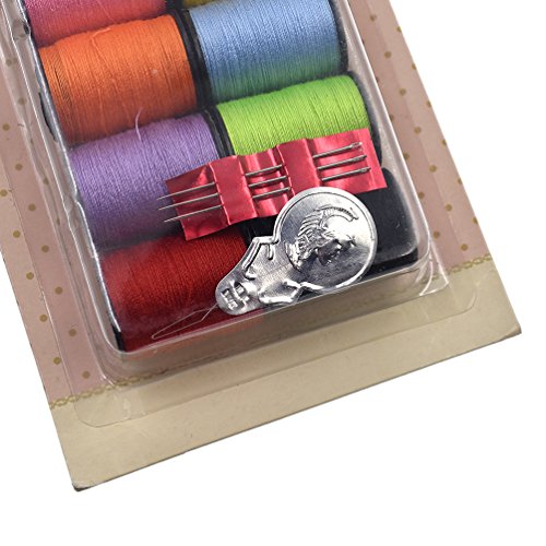Qlychee Assorted 12 Colors Sewing Thread Thin Yarn Quilting Thread 12 Spools 20 Yards - Thumbnail 3