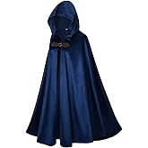 LMYOVE Men Hooded Cloak, Adult Medieval Renaissance Costume with Hood, Velvet Cape Halloween Dress Up