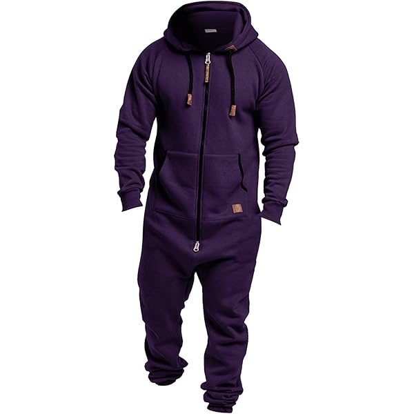 ZYXTIM Men's Onesie Hooded Jumpsuit Unisex Zip Up Warm One Piece