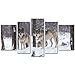 5 Pieces The Wolf Wall Art Decor Poster Painting On Canvas Print Pictures Wolves in Snow Forest in Winter Picture for Home Decoration Living Room Artwork