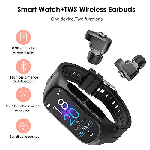 Wnyou Smart Watch with Bluetooth Earbuds, 2 in 1 Activity Bracelet
