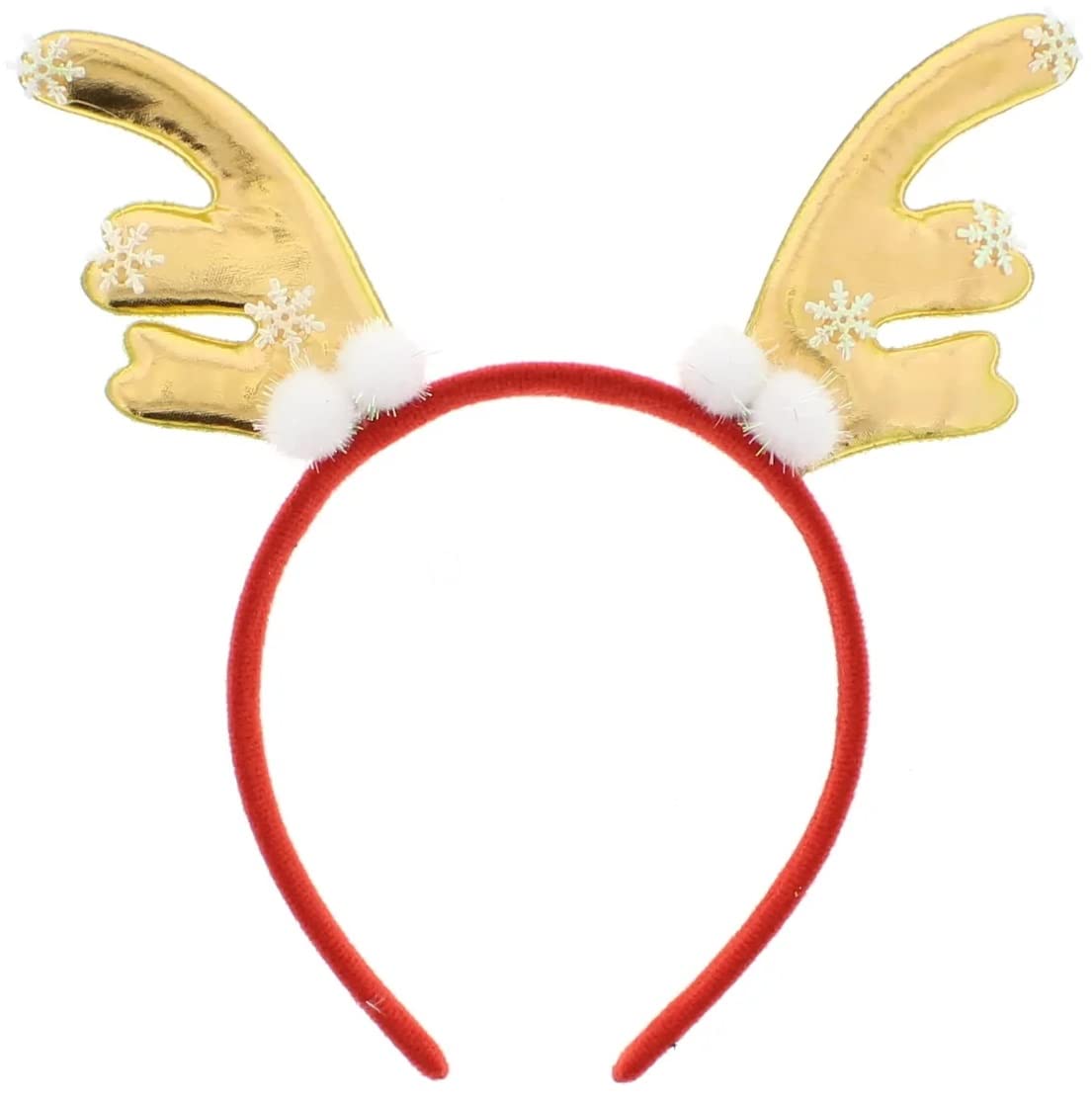 Topkids Accessories Christmas Headbands for Adults & Kids Reindeer Christmas Hat - Deer Horns Antlers Santa Hat & Rudolph Red Nose Reindeer, Christmas Head Accessories, Christmas Hats Adult (Red Gold)